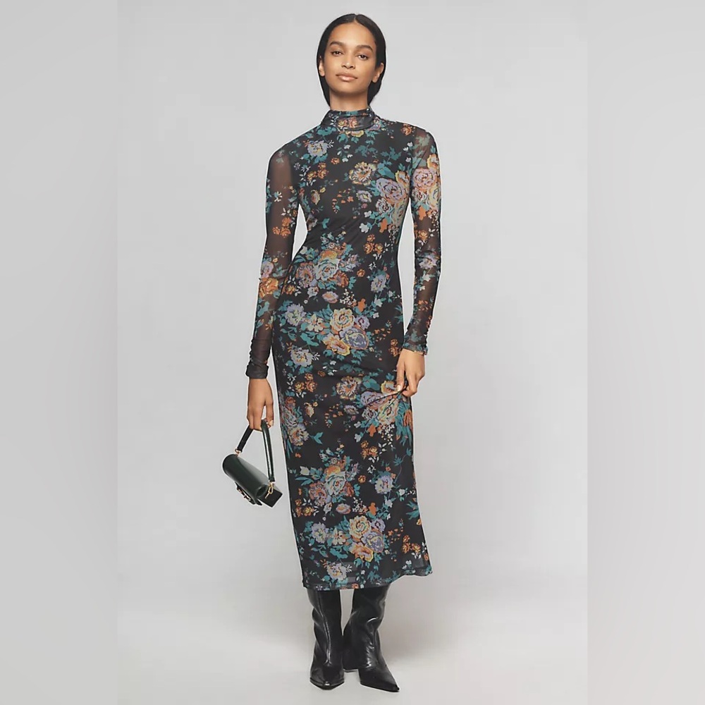 Anthropologie Mock-Neck Knit Maxi Dress